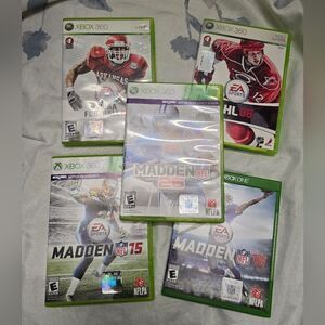 Xbox 360 NCCA Football 09, NHL 08, Madden 25, Madden 15, Madden 16 Bundle of 5